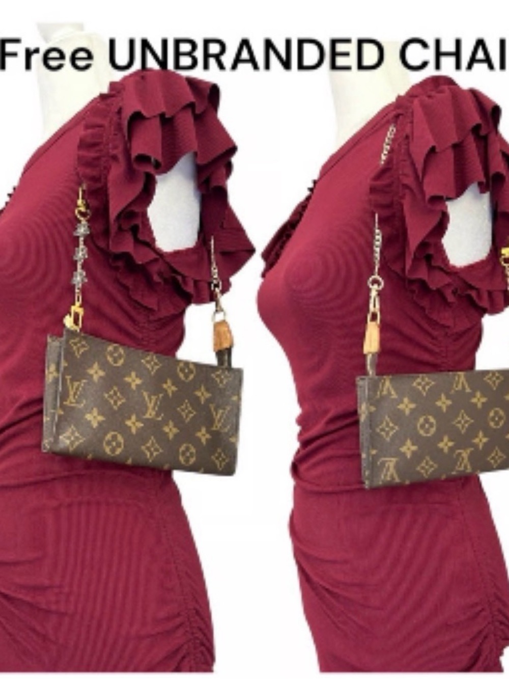 Vintage LOUIS VUITTON Monogram Women’s Bucket Pouch GM Brown, Beige Authentic